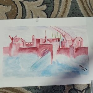 Abstract Watercolor Cityscape Art Print